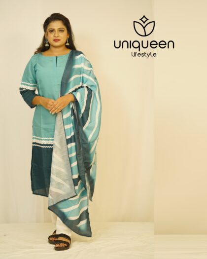 3-Piece Embroidered Lace Work Kurthi