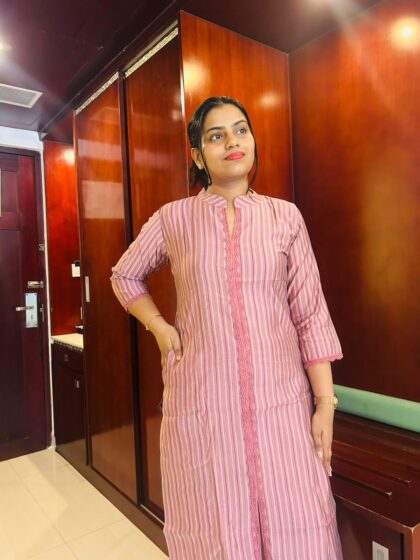 Trendy Formal Cord Set – Premium Cotton with Lace WorK