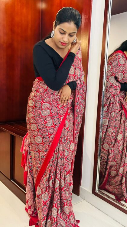 Ajrak Print Pure Modal Saree
